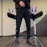 冬季加绒裤子社会小伙加厚保暖长裤潮牌网红修身小脚裤弹力紧身裤，男装休闲裤，星座712-1