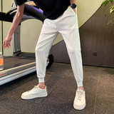 纯色休闲裤秋季新款九分裤男士白色裤子社会小伙网红裤子A108，男装休闲裤，星座712-1