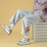 拖地牛仔裤男士宽松阔腿裤纯色印花长裤直筒阔腿裤港风休闲裤K28，男装牛仔裤，星座712-1