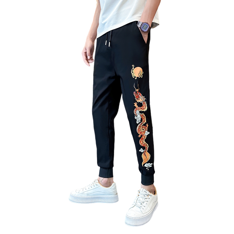 夏季新款男士休闲裤潮牌印花男裤子韩版修身小脚裤精神小伙712-1,男装休闲裤,星座712-1
