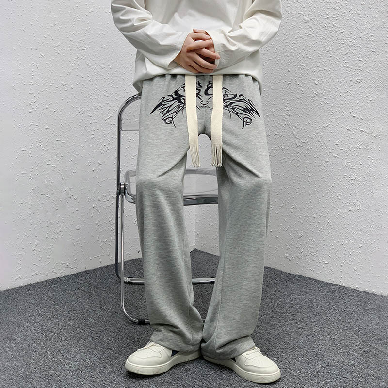 春秋装新款休闲裤男女中性宽松阔腿裤大码拖地机编织绳长裤K40P40,男装休闲裤,星座712-1