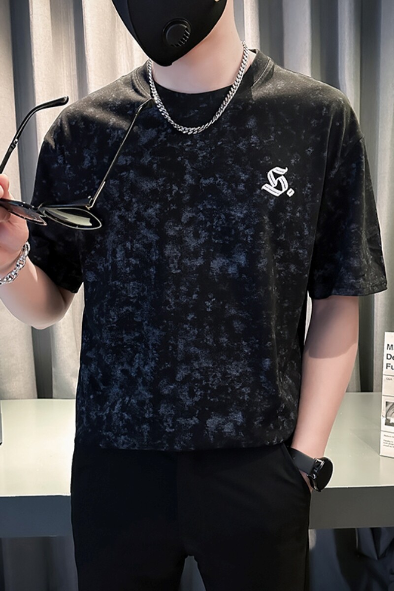 夏季新款男士短袖T恤衫潮牌宽松半袖打底衫扎染做旧T恤TX04-P58,男装T恤,星座712-1