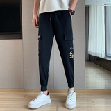 社会小伙裤子潮牌哈伦裤男士修身小脚裤夏季休闲裤九分裤A105，男装休闲裤，星座712-1
