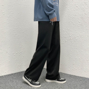 春秋装新款休闲裤男女中性宽松阔腿裤大码拖地机编织绳长裤K40P40图片