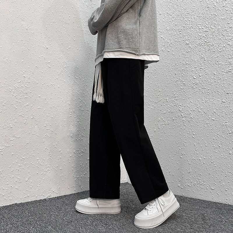 灯芯绒裤男士编织带玉米粒休闲裤港风男女中性休闲裤宽松阔腿裤30,男装休闲裤,星座712-1