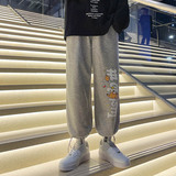 秋季港风裤子男士运动裤宽松卫裤休闲裤大码印花束脚裤K03-P45，男装休闲裤，星座712-1