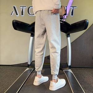 冬季加绒卫裤加厚长裤男士运动裤潮牌修身小脚裤网红束脚裤子图片