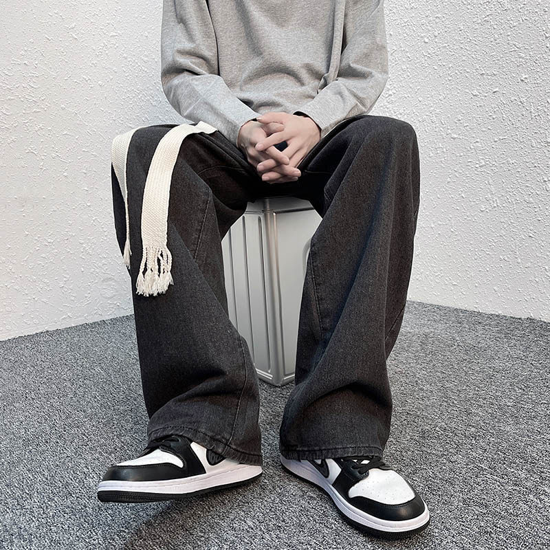 春夏装新款男士牛仔裤直筒裤纯色编织绳裤子百搭休闲裤阔腿裤K37,男装牛仔裤,星座712-1