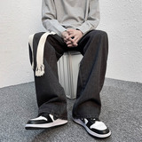 春夏装新款男士牛仔裤直筒裤纯色编织绳裤子百搭休闲裤阔腿裤K37，男装牛仔裤，星座712-1
