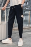 夏季薄款休闲裤男士九分裤社会小伙网红束脚裤修身小脚裤A102-P48，男装休闲裤，星座712-1