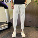 纯色休闲裤夏季薄款九分裤男士白色裤子社会小伙网红裤子A108，男装休闲裤，星座712-1