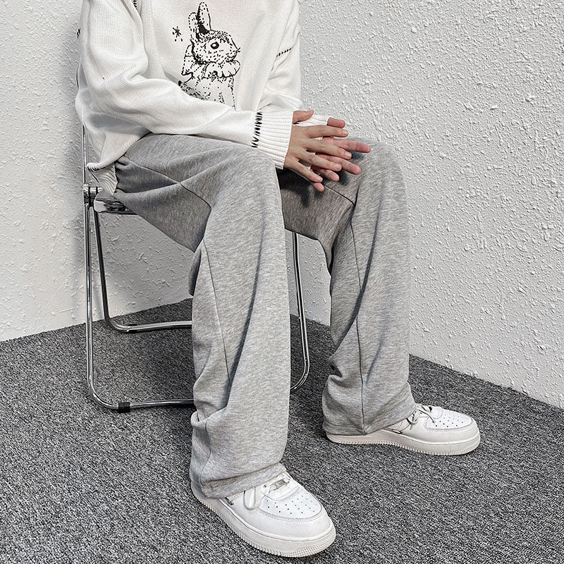 编织头绳休闲裤男秋冬款加厚运动裤子冬季韩版潮流宽松直筒阔腿裤,男装休闲裤,星座712-1