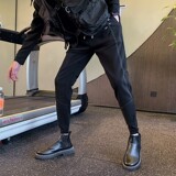冬季加绒裤子社会小伙加厚保暖长裤潮牌网红修身小脚裤弹力紧身裤，男装休闲裤，星座712-1