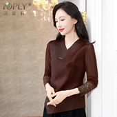 品牌桑蚕丝上衣女真丝花罗香云纱2025秋季 优雅显瘦妈妈装 爆款 修身