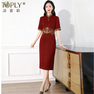 2025秋季新款婚宴妈妈旗袍连衣裙女高端品牌轻奢名媛气质显瘦礼服