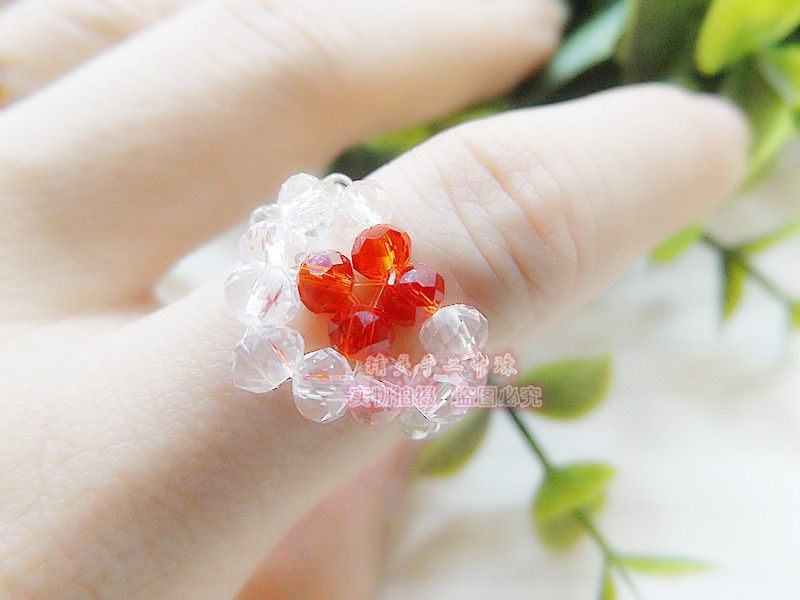 diy小爱心戒指时尚款风水晶散珠