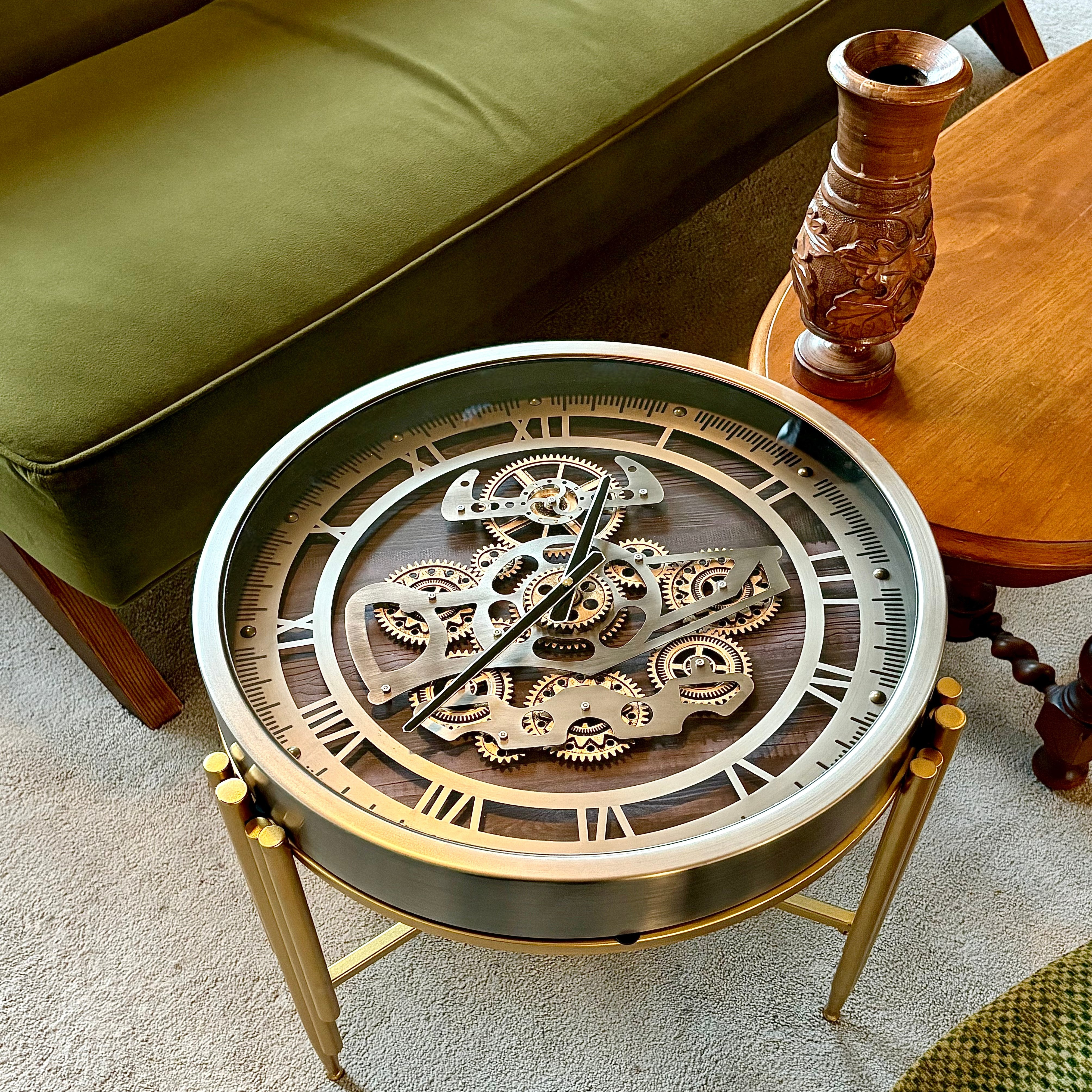 复古高级感轻奢北欧风钟表齿轮美式客厅沙发边几小茶几小户型民宿