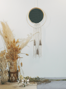 ins文艺风流苏化妆镜墙面装饰