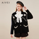 AIVEI2023冬季 短外套女Q06W0019 撞色立体花朵西装 新款 复古法式