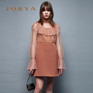 JORYA欣贺卓雅春季新宫廷风荷叶边连衣裙K1402703