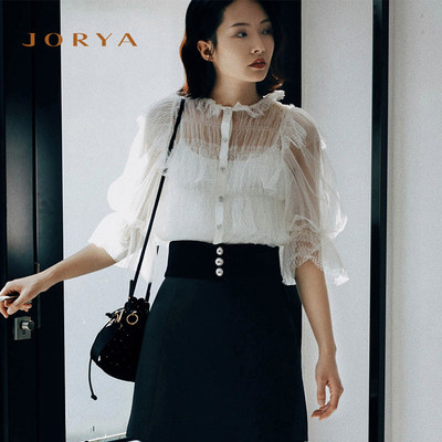 卓雅商场同款欣贺层叠透视蕾丝衫