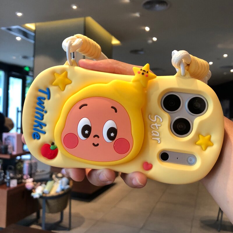 可爱小黄星伸缩支架全包防摔壳
