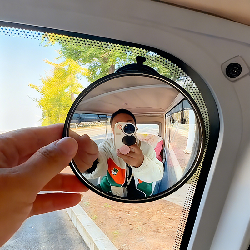 电动三轮车后视镜大视野超广角车内吸盘式反光镜小圆镜盲区凸面镜