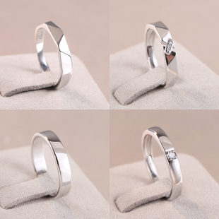 仿真钻戒男士 婚戒假戒指活口可调节简约素圈光面婚礼现场交换道具