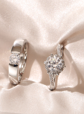 仿真大气奢华结婚扭臂钻戒一对