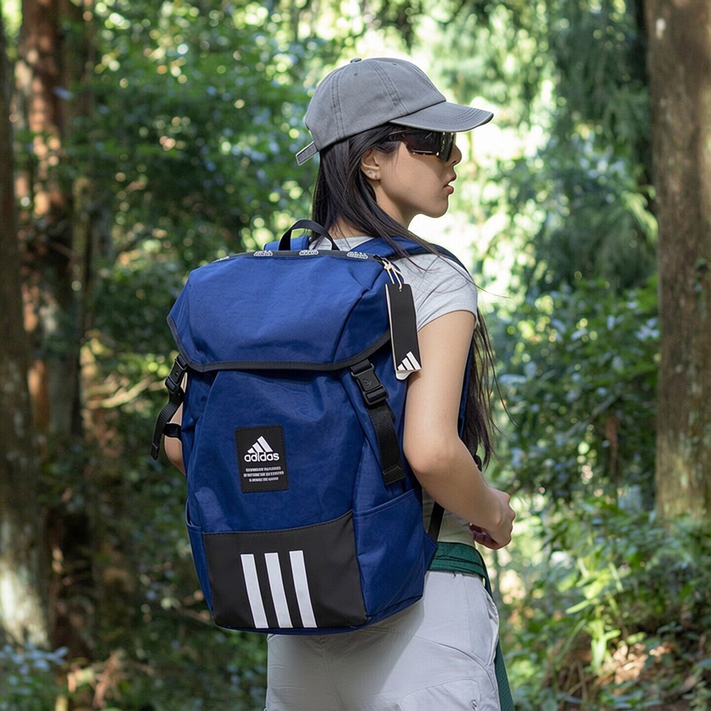 Adidas双肩包男女正品蓝色大容量揹包户外登山旅行运动包书包
