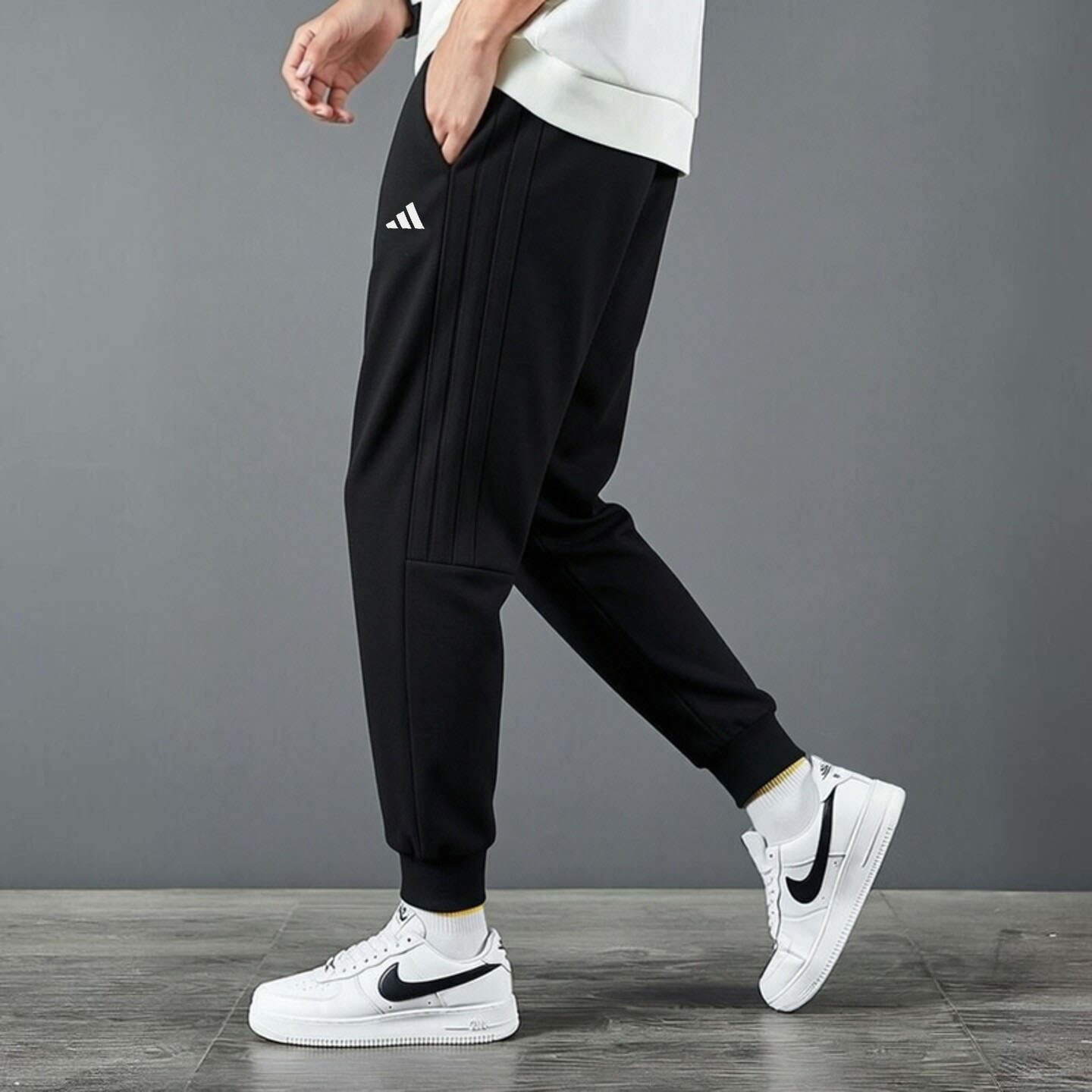 adidas阿迪达斯裤子男运动裤秋篮球训练收口跑步宽松休闲男士长裤