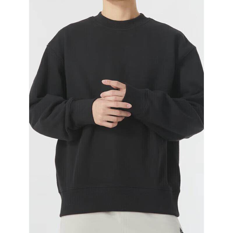 阿迪达斯三叶草卫衣外套男士春季运动服纯色宽松休闲圆领套头衫