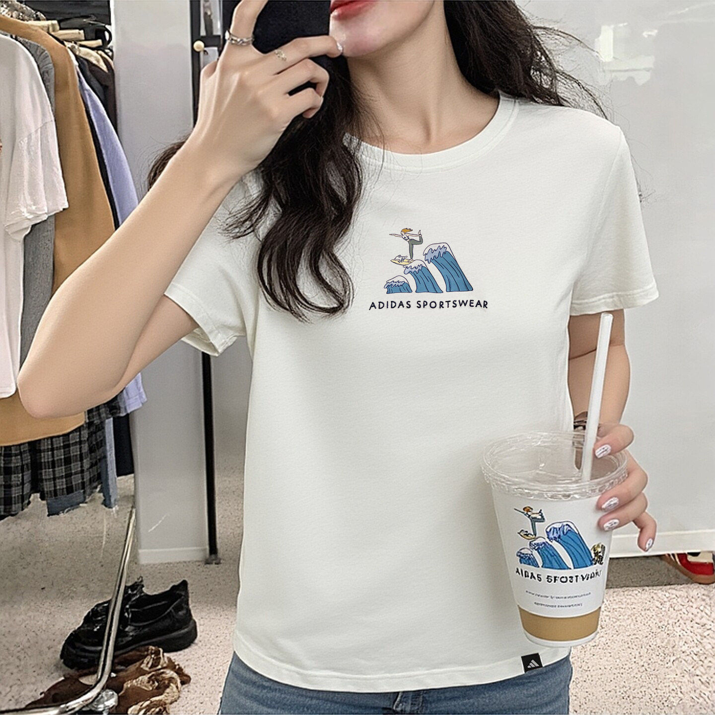 阿迪达斯T恤女夏季新款印