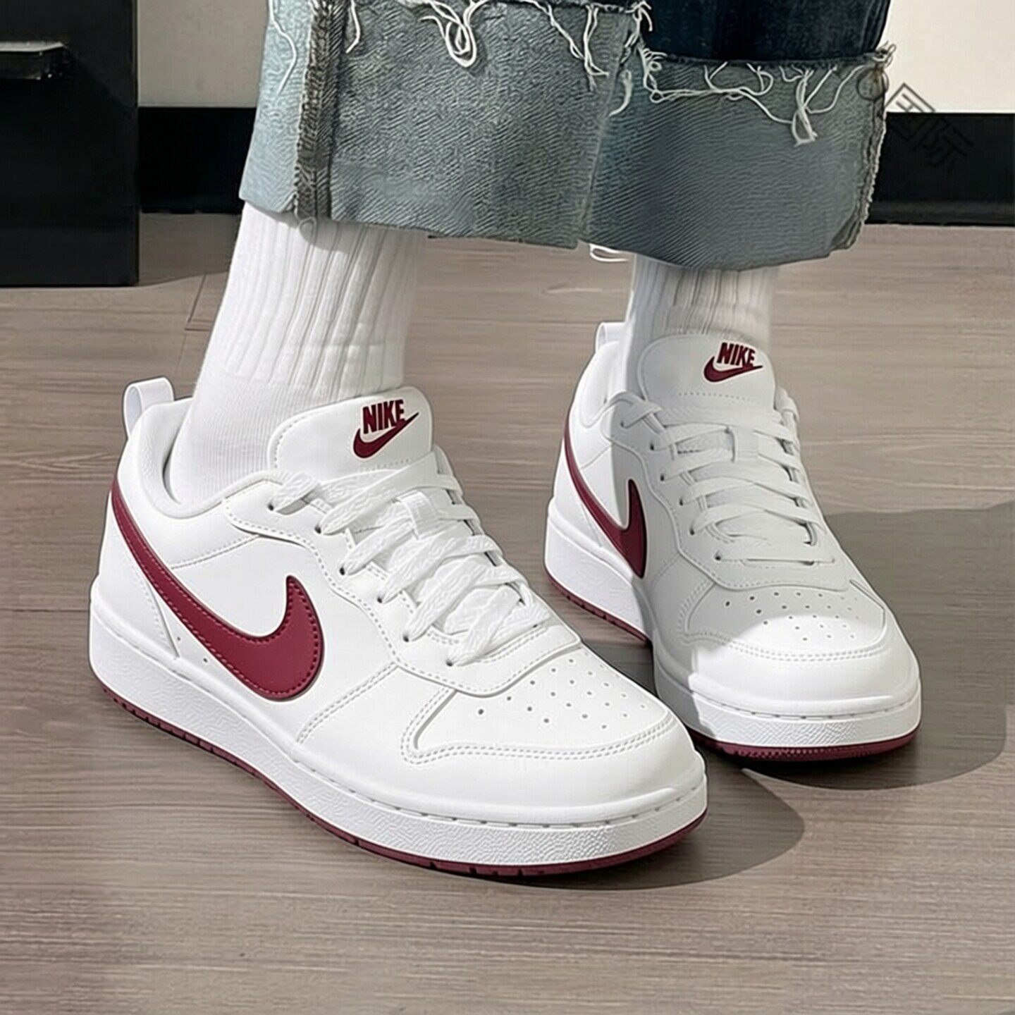 Nike耐克鞋子皮面白色女鞋简版空军一号板鞋新款运动鞋轻便休闲鞋