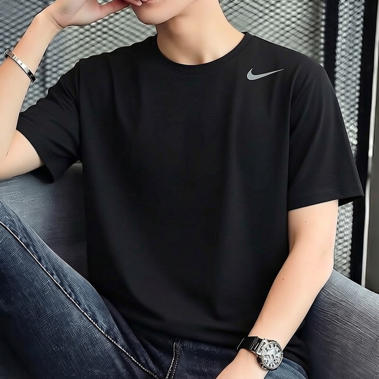 Nike耐克黑色健身上衣男士冰丝短袖速干跑步T恤正品透气运动半袖