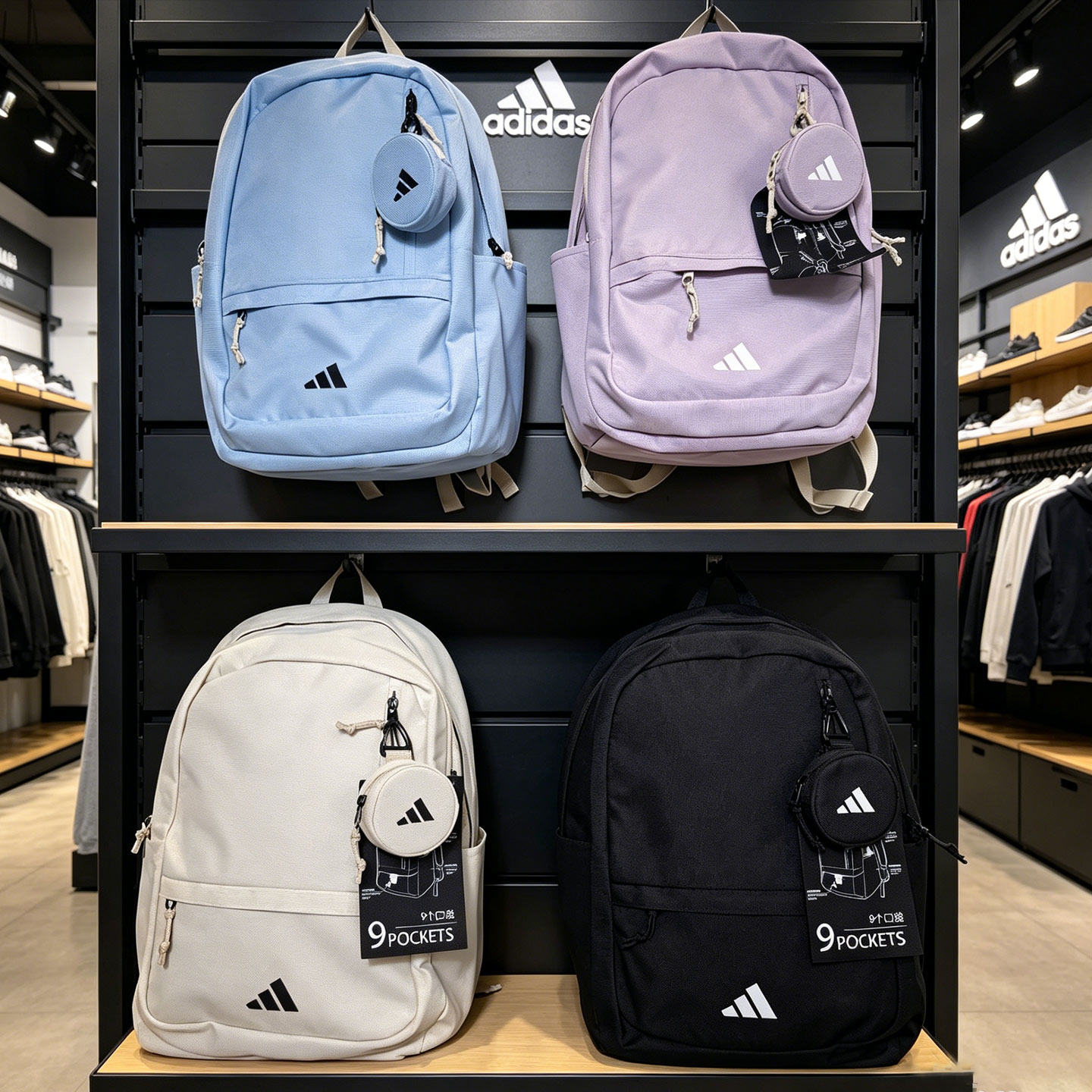 Adidas双肩包女正品大容量adidas揹包旅行休闲高中蓝色学生书包