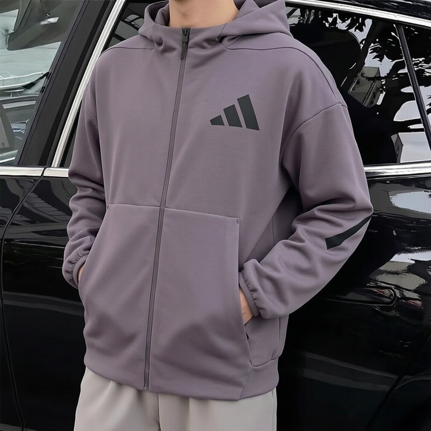 阿迪达斯开衫卫衣男春秋新款休闲通勤连帽夹克运动防风针织外套