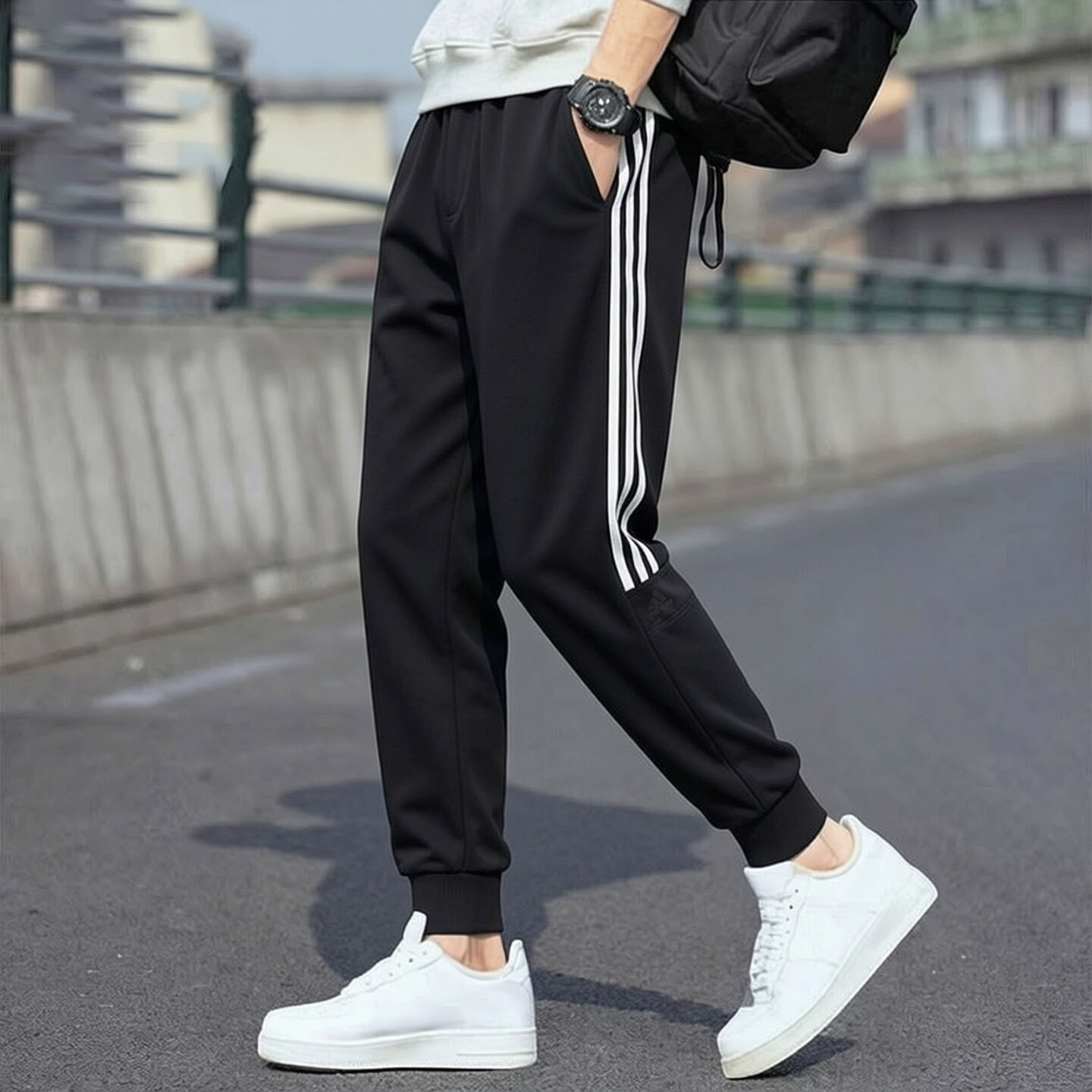 adidas阿迪达斯裤子男运动裤秋季正品棉质休闲跑步针织收口长裤男