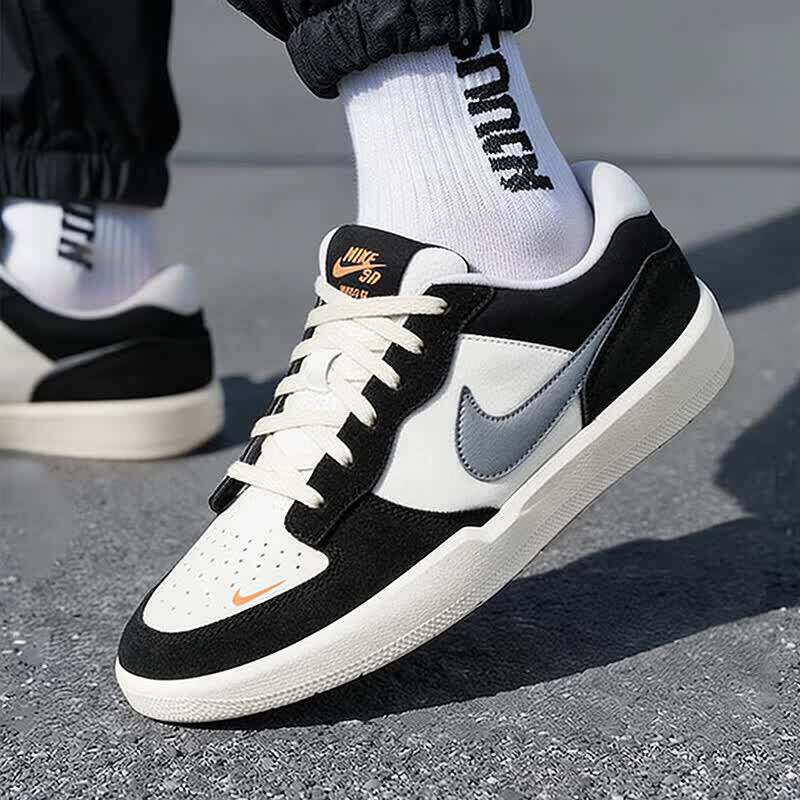 NIKE耐克男鞋SB FORCE 58低帮黑白色运动鞋复古休闲低帮滑板鞋