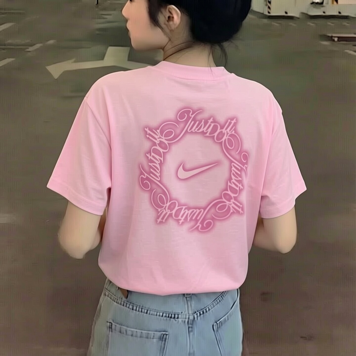 Nike耐克潮流粉色短袖女士正品T恤宽松大码五分袖透气运动装上衣