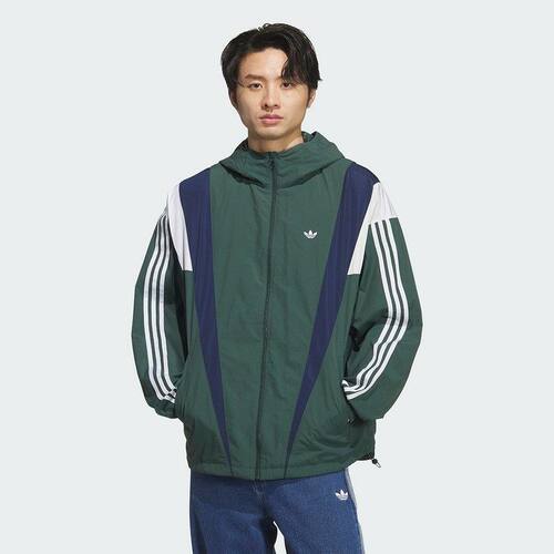 adidas阿迪三叶草男装 时尚条纹宽松休闲百搭连帽夹克外套KS3553