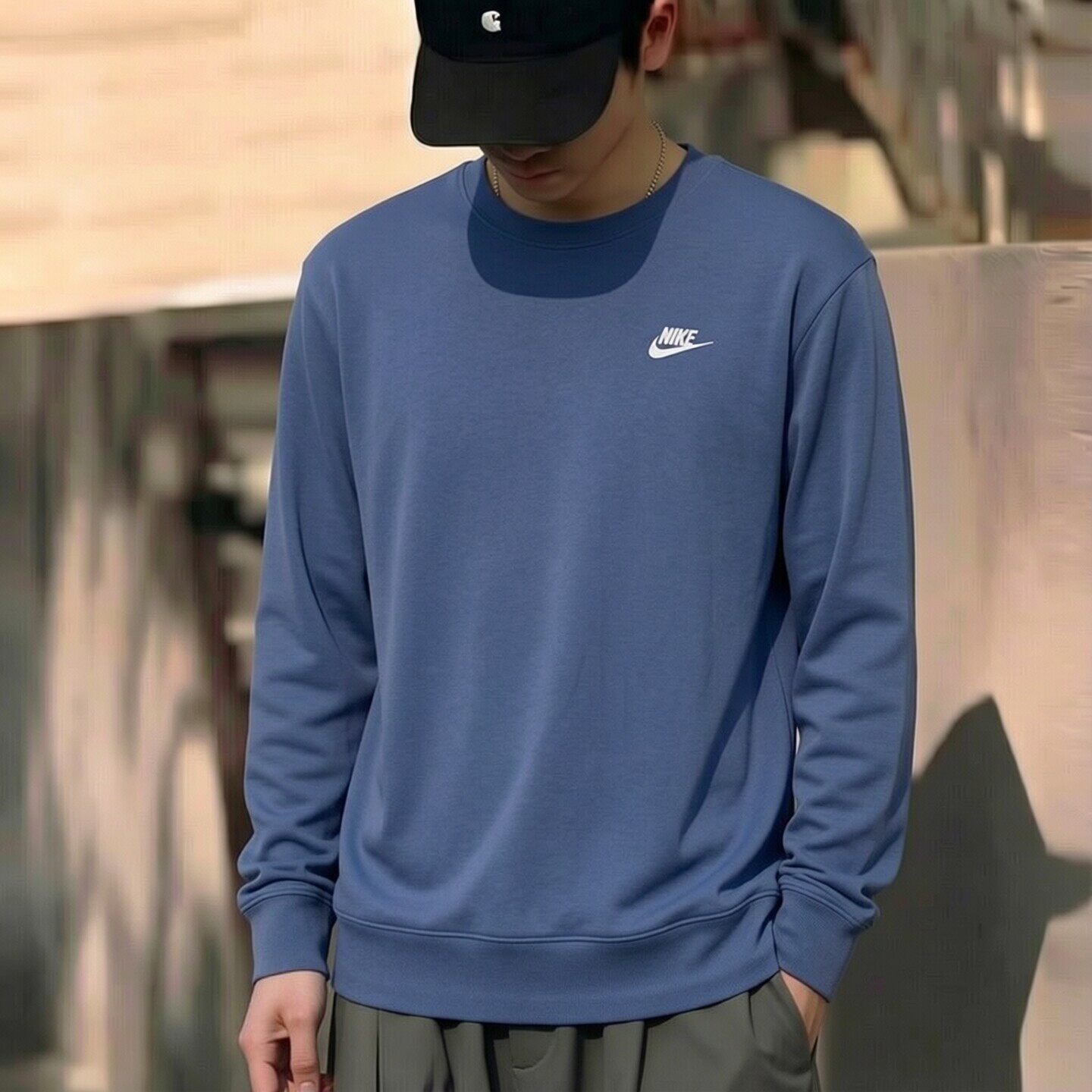 Nike耐克潮流时尚卫衣刺绣标男士上衣新款宽松运动外套休闲套头衫