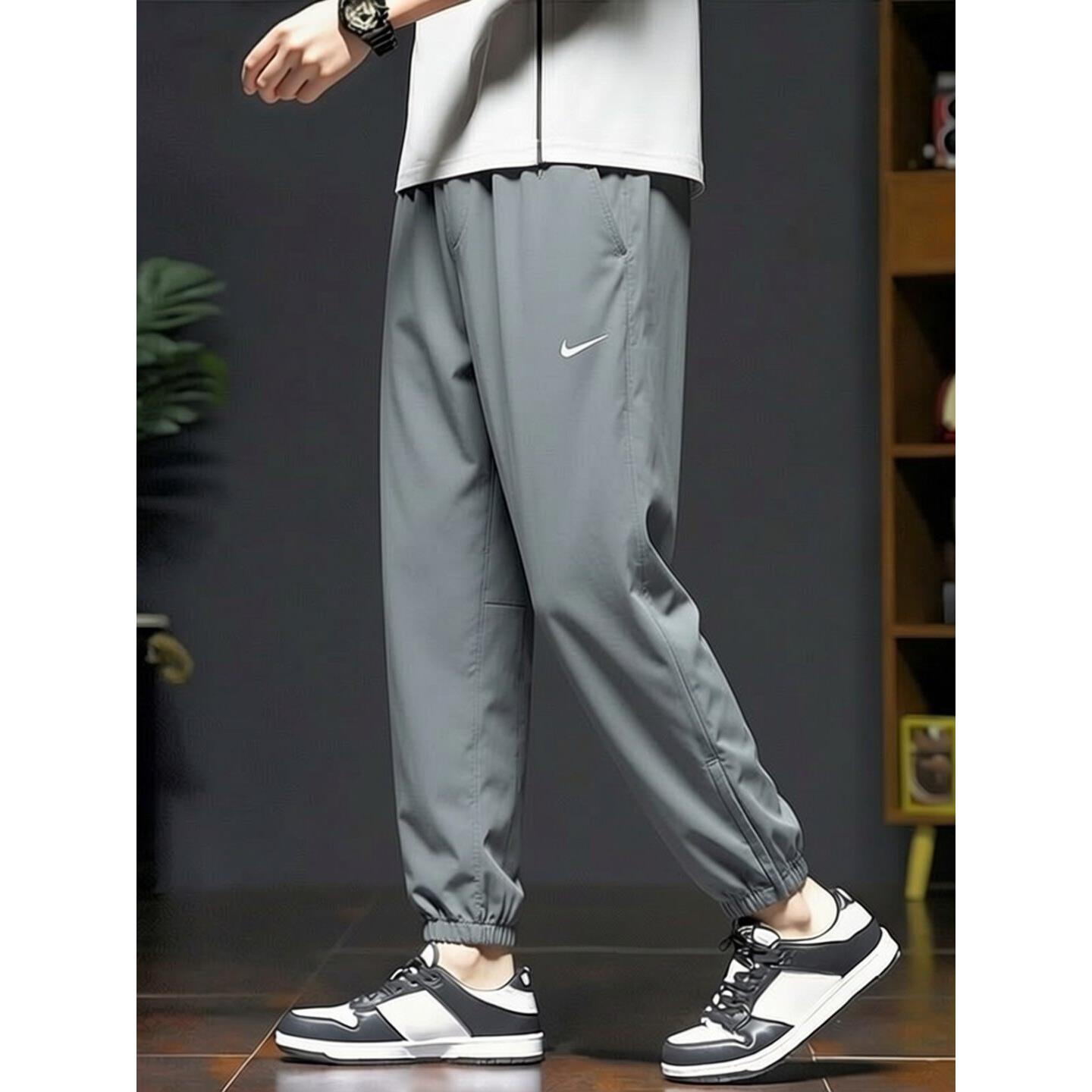 Nike耐克裤子薄款灰色男裤冰丝速干小脚裤透气跑步运动裤新款卫裤