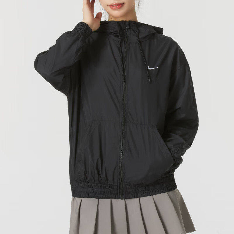 耐克Nike女装速干服正品运动跑步健身训练休闲防风衣连帽夹克外套