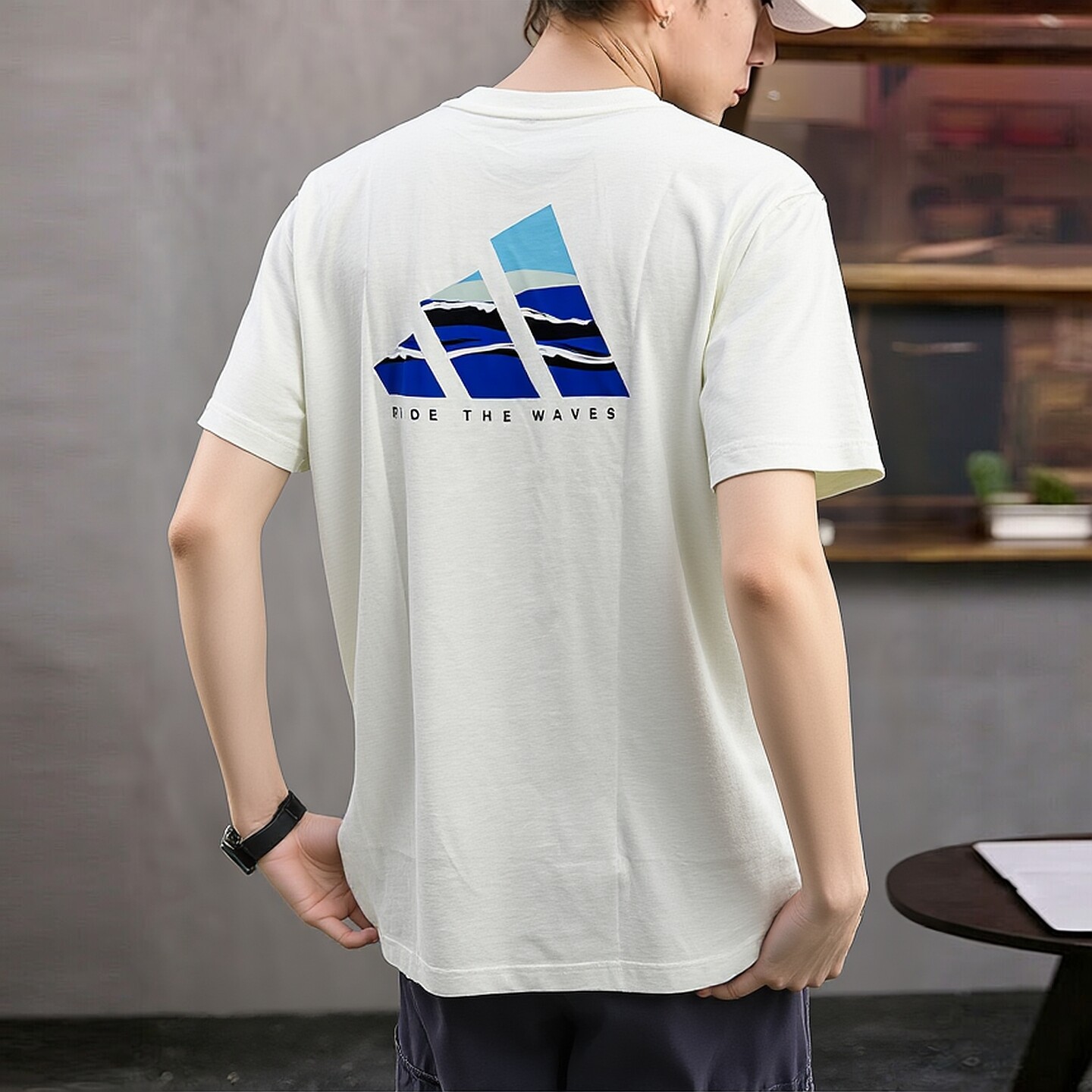 adidas阿迪达斯短袖男t恤夏季棉透气圆领大logo篮球字母宽松半袖