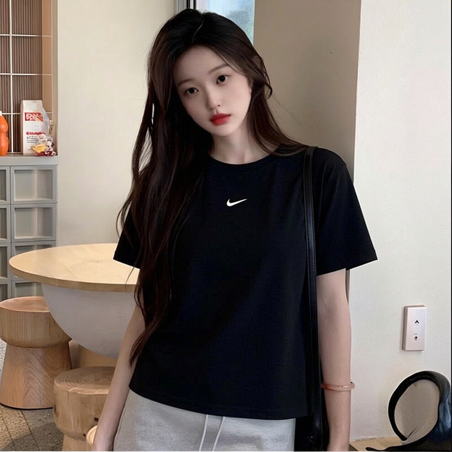 NIKE耐克黑色T恤女2026夏