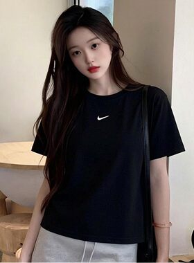 NIKE耐克黑色T恤女2026夏季新款跑步训练宽松透气运动短袖IH7602