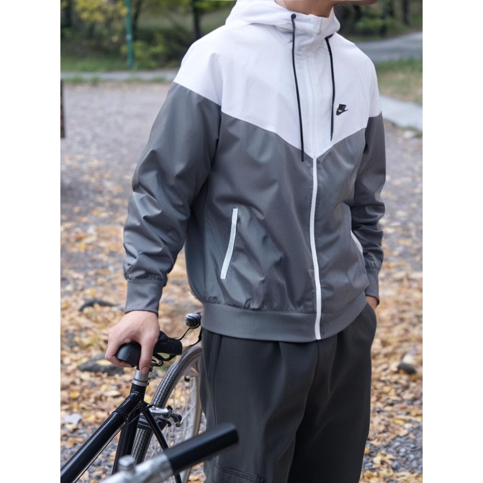 Nike耐克春季正品薄款夹克跑步透气运动外套男连帽训练上衣休闲装