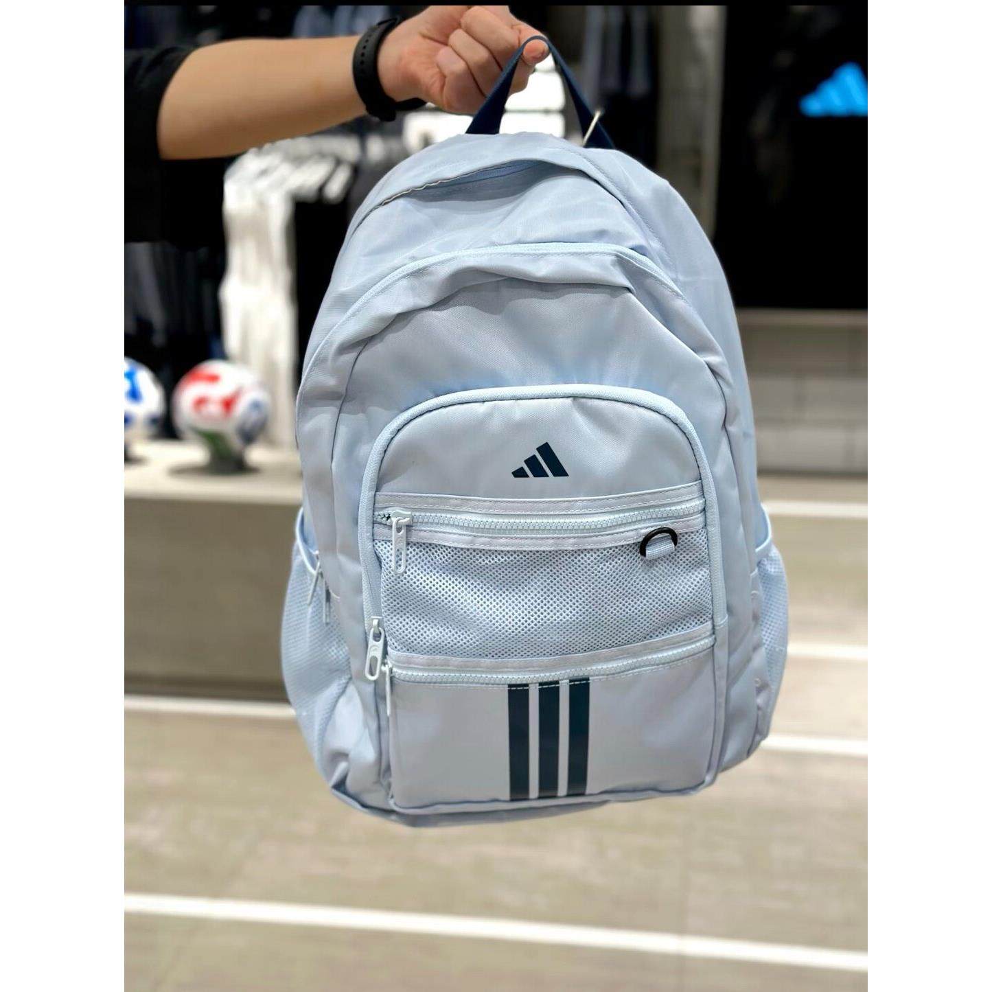 阿迪达斯蓝色双肩包正品正品休闲大容量旅行户外学生书包男女背包