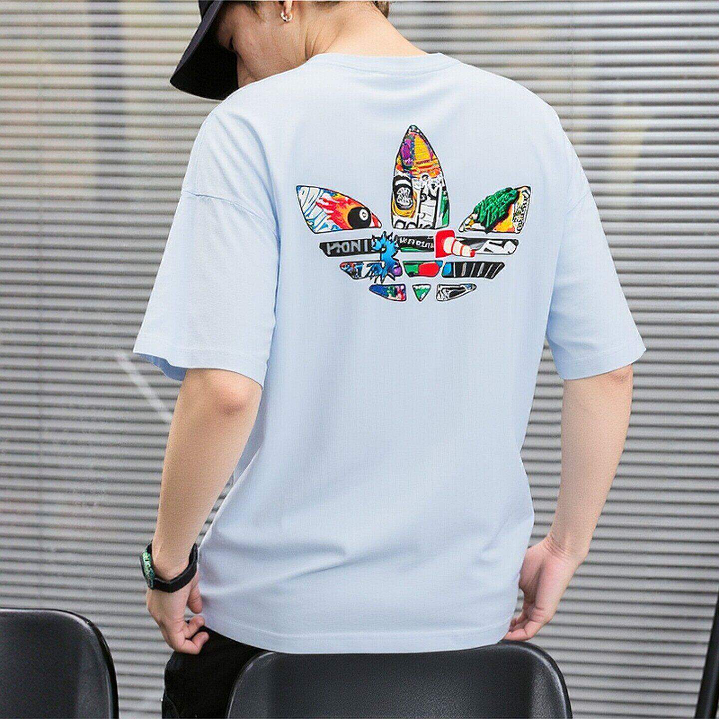 阿迪达斯三叶草短袖T恤男款夏季男士运动服半袖透气圆领休闲上衣